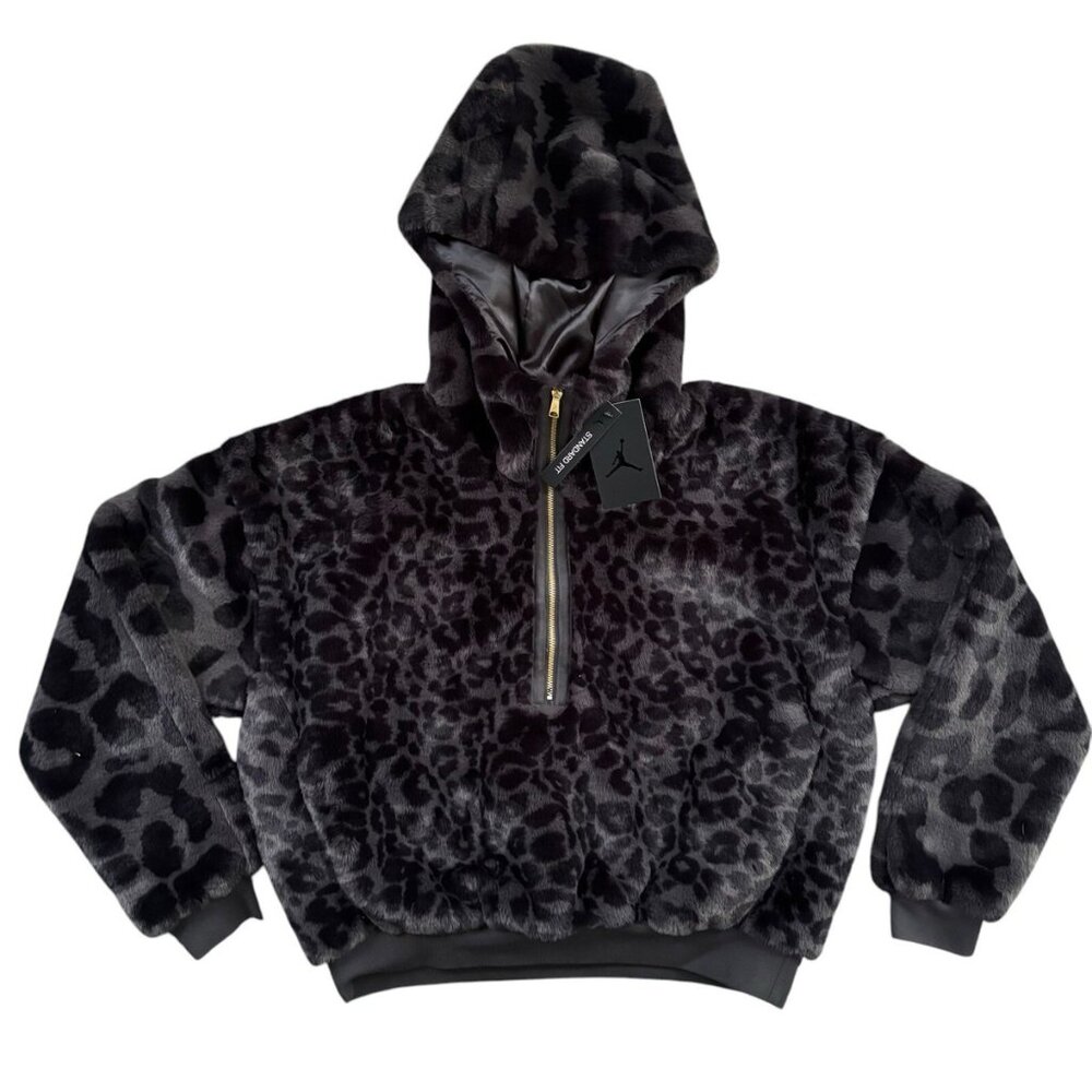 NWT Jordan Court-To-Runway Women's Fleece Novelty Leopard Hoodie Sz Small